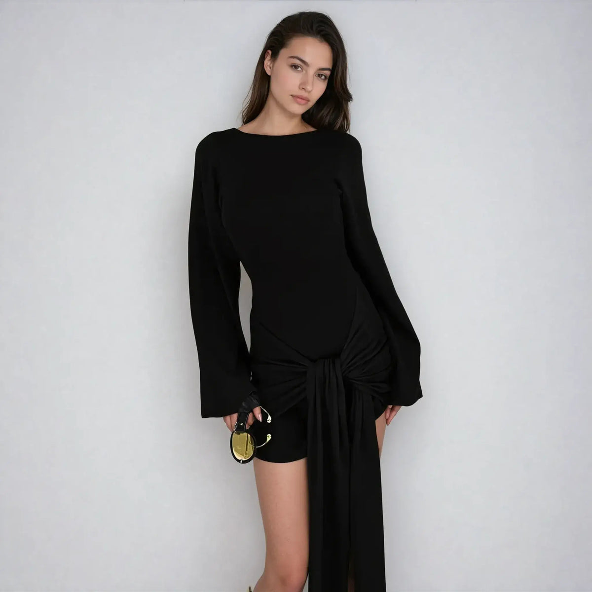 שמלת מיני בשילוב קשירה- אלמה – לנשים בעיצוב אלגנטי מבית ʟᴜɴᴀʀᴇ