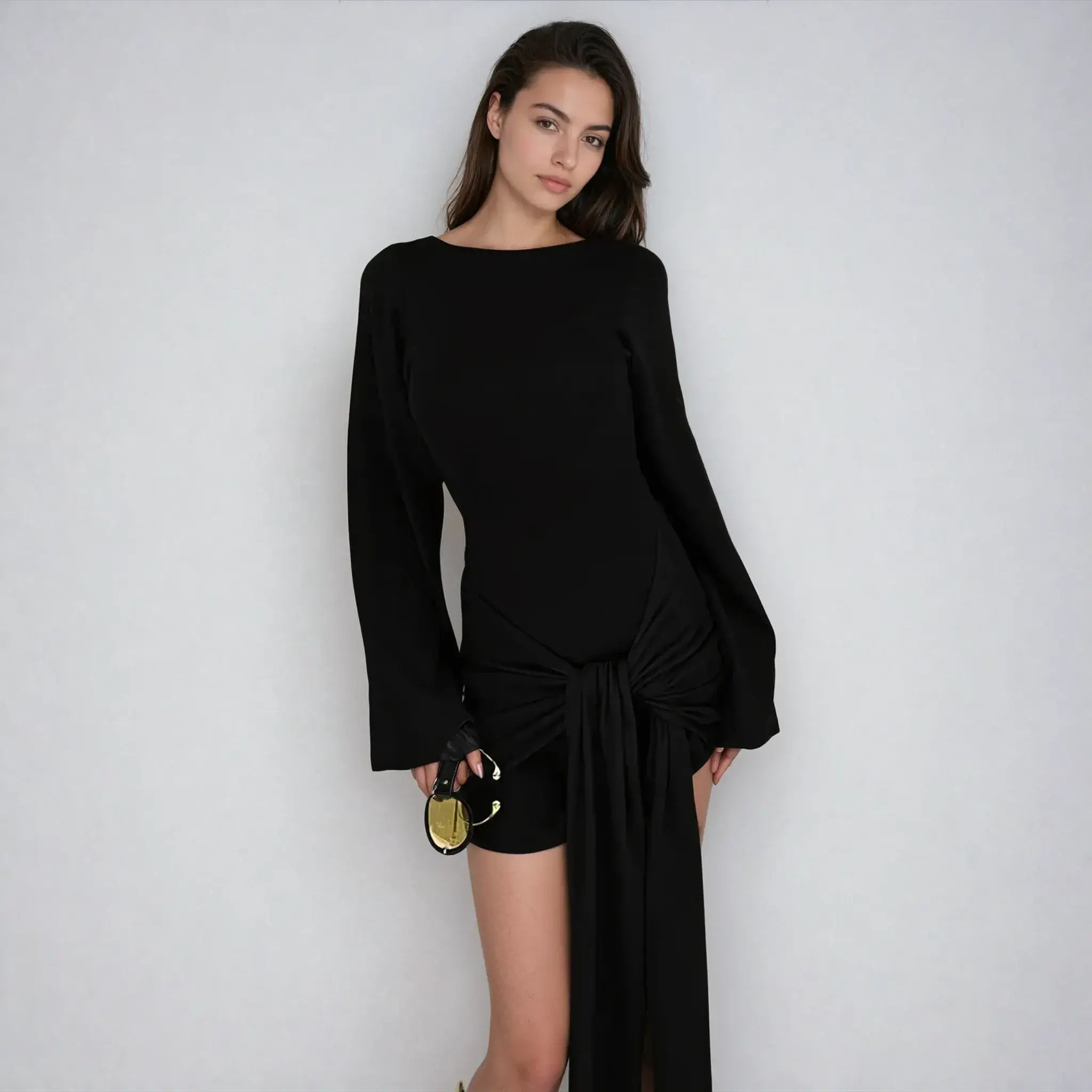 שמלת מיני בשילוב קשירה- אלמה – לנשים בעיצוב אלגנטי מבית ʟᴜɴᴀʀᴇ