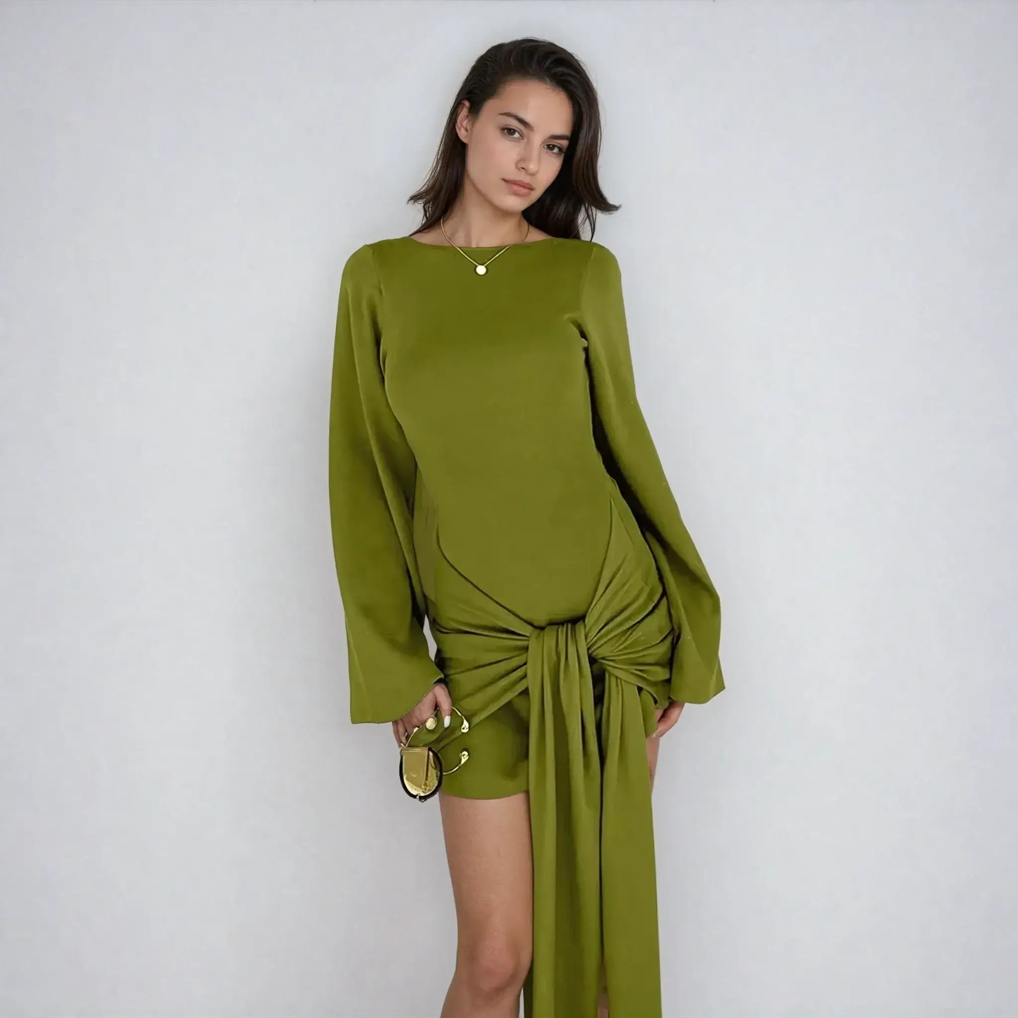 שמלת מיני בשילוב קשירה- אלמה – לנשים בעיצוב אלגנטי מבית ʟᴜɴᴀʀᴇ