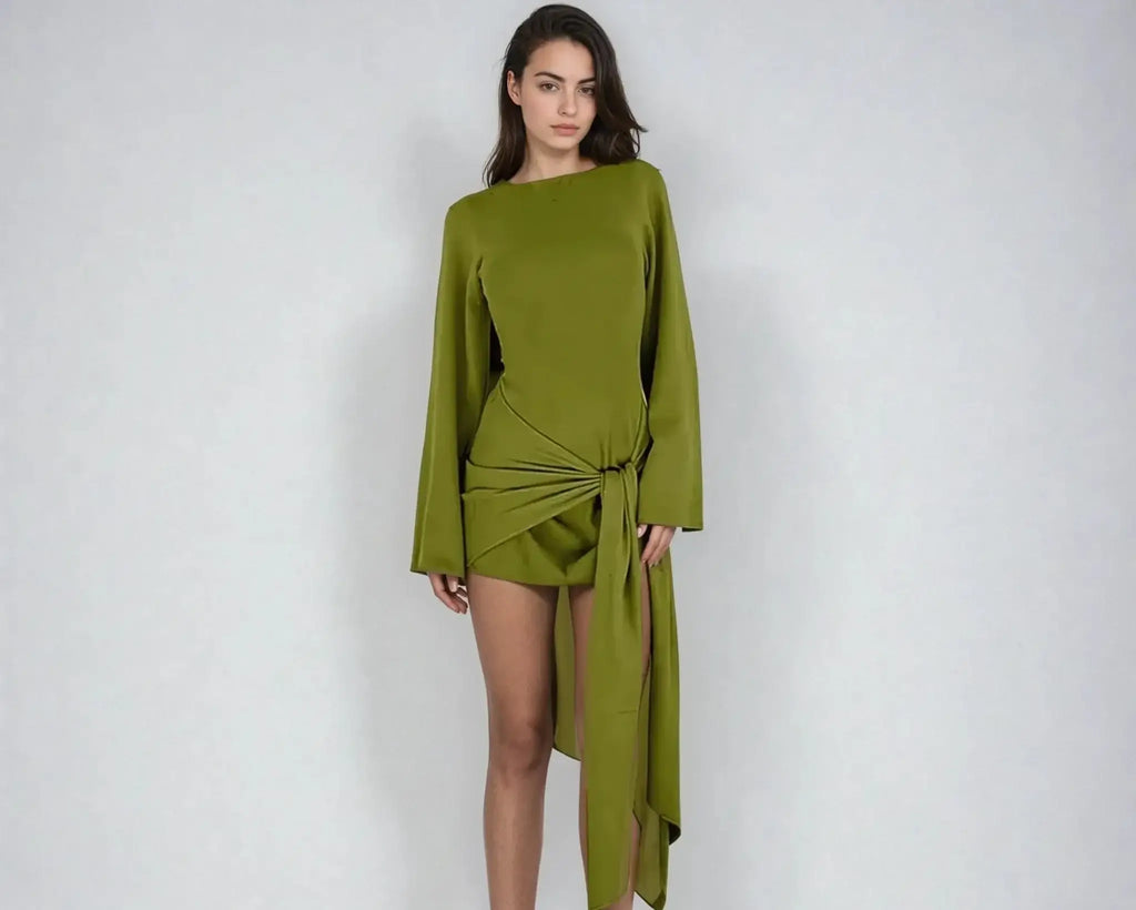 שמלת מיני בשילוב קשירה- אלמה – לנשים בעיצוב אלגנטי מבית ʟᴜɴᴀʀᴇ
